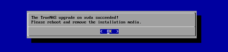 TrueNAS upgrade succeed