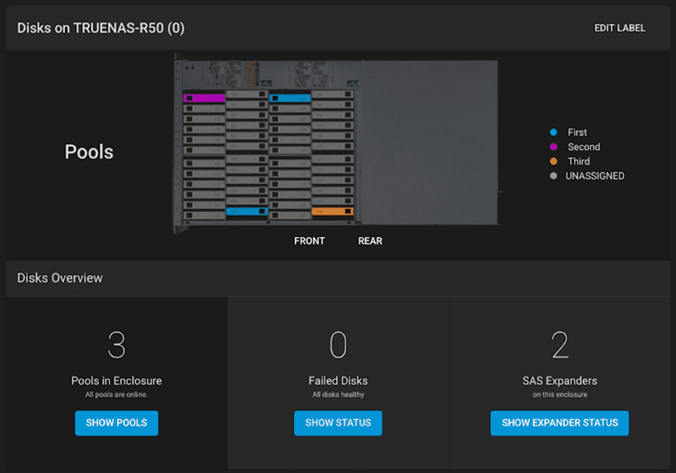 TrueNAS R-Series user interface TrueNAS R-Series user interface